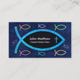 Cartão De Visita Pastor Cristão de Peixes do Ichthus do Oceano Azul