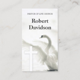 Cartão De Visita Pastor Da Cruz Branca Da Igreja E Pássaro Cisne In