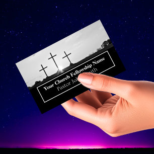 Cartão De Visita Pastor da Igreja do Monocromático Três Cruzes ao N
