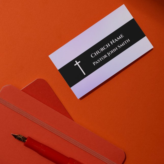 Cartão De Visita Pastor da Igreja, Purple Black Christian (Church Pastor Purple Black Christian Business Card)
