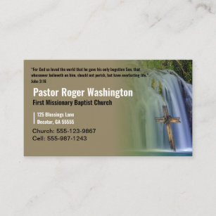 Cartão De Visita Pastor Deacon Cross Waterfall Church