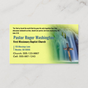 Cartão De Visita Pastor Deacon Cross waterfall Church Business C