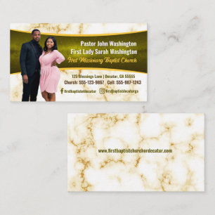 Cartão De Visita Pastor Elegante e Primeira-Dama Marble, Igreja Fot