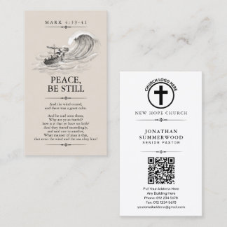 Cartão de Visita Pastor Mark 4:39-41 com QR Code