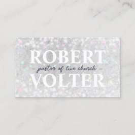 Cartão De Visita Pastor Religioso Em Neve Branca Shimmering