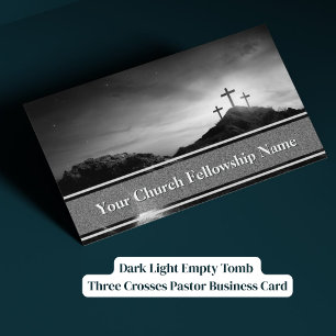 Cartão De Visita Pastor Três Cruzes Túmulo Vazio Luz Escura