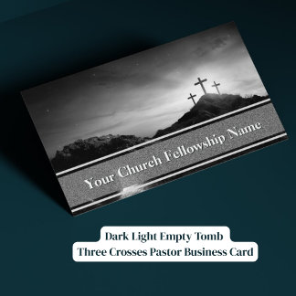 Cartão De Visita Pastor Três Cruzes Túmulo Vazio Luz Escura