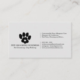 Cartão De Visita Pata Cinza Minimalista Marca de Pet Groomer Móvel