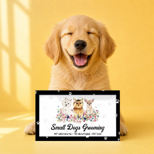 Cartão De Visita Pata de Cachorrinhos Aquarela Preto Branco Pet Sit