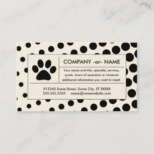 Cartão De Visita pata de intervalo mínimo do animal de estimação