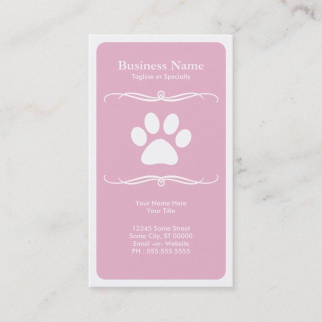 Cartão De Visita pata do animal de estimação da modificação (Frente)