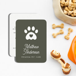 Cartão De Visita Pata Verde-Escuro-Bonita Pet Cachorro-Cachorro
