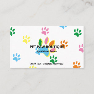 Cartão De Visita Patas de Estimação Chic Coloridas