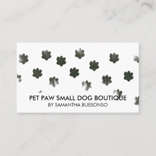 Cartão De Visita Patas de gato cachorro aquarela simples verde