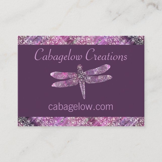 Cartão De Visita Patina roxo: Libélula (Frente)