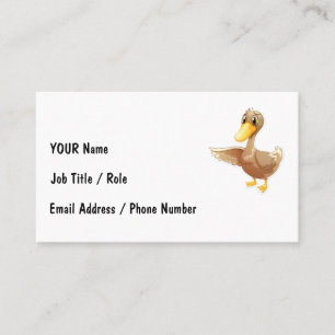 Cartão De Visita Pato de desenho animado amigável com informações d