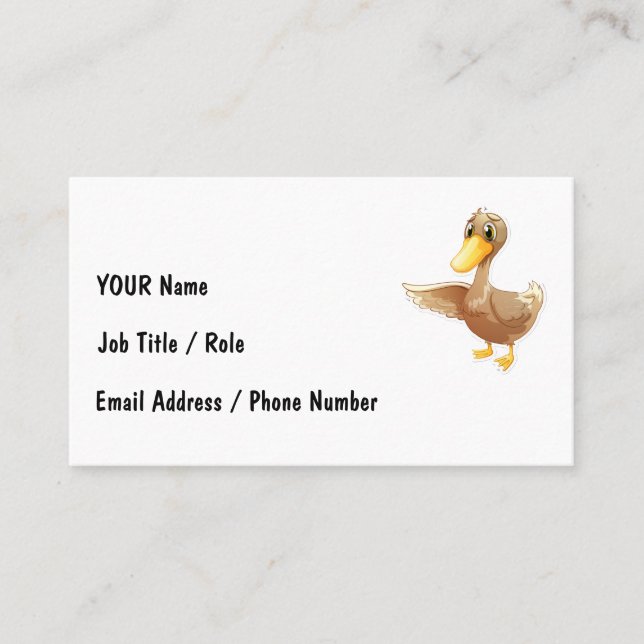 Cartão De Visita Pato de desenho animado amigável com informações d (Frente)