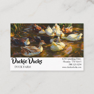 Cartão De Visita Patos Brancos Pretos Vintage Castanhos Em Pond