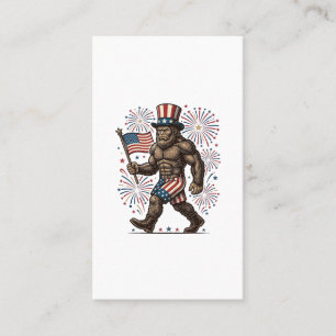 Cartão De Visita Patriótico Sasquatch Fogos de Artifício Gravura Vi