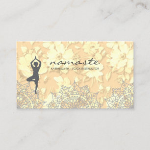 Cartão De Visita Patterno Floral Tribal da Dose de Namaste Yoga