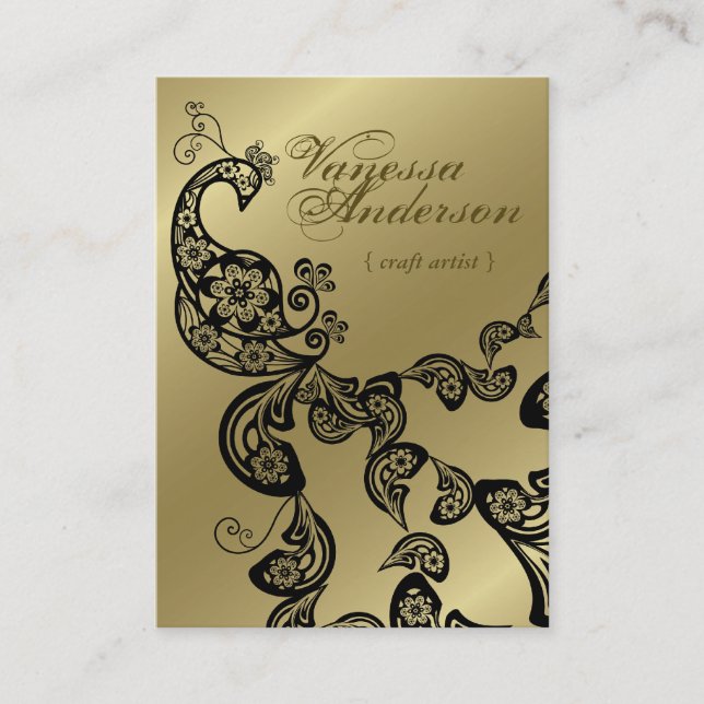 Cartão De Visita Pavão floral elegante chique de Boho Paisley do (Frente)