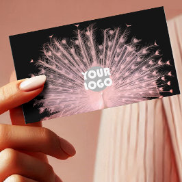 Cartão De Visita Pavão rosa Bonito romântico no logotipo personaliz