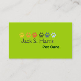 Cartão De Visita Paws Pea Green Pet Animal Care