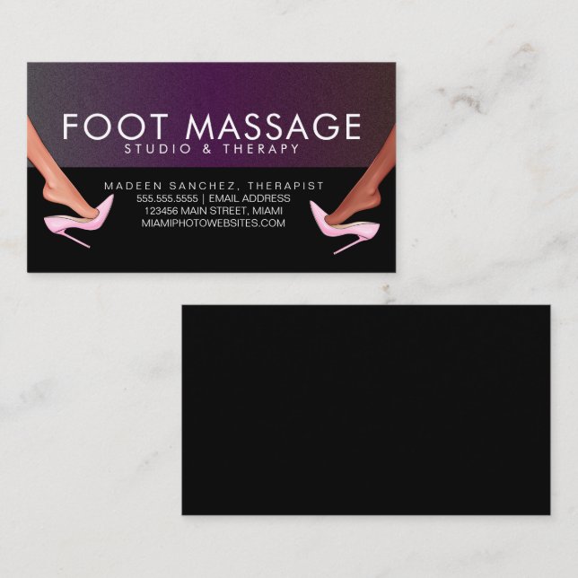 Cartão De Visita Pé Massagem Terapêutica Heels de Pé (Frente/Verso)