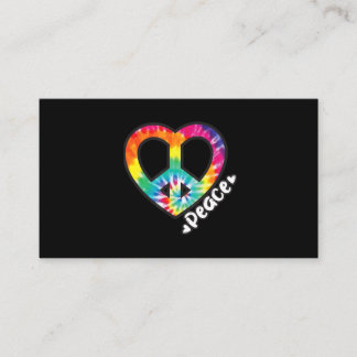 Cartão De Visita Peace Tie Dye Vintage Heart Hippie Retro Groovy