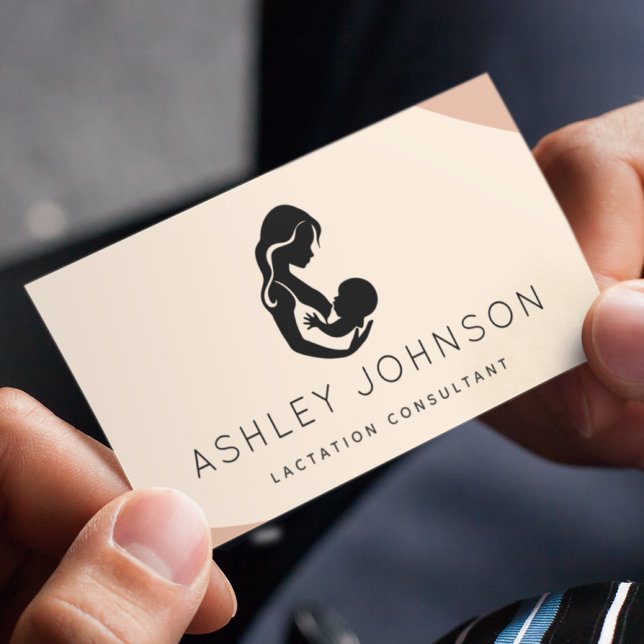 Cartão De Visita Peach Boho Lactante Consultora Mãe Silhouette (Criador carregado)