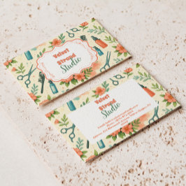 Cartão De Visita Peach Floral Hair Stylist Business