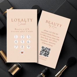 Cartão De Visita Peach Minimal Salon QR Code Loyalty