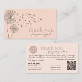 Cartão De Visita Peach Modern Script QR Code, Obrigado