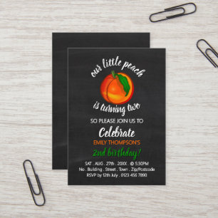 Cartão De Visita Peach, Nossos Pequenos Tíquetes De Aniversário