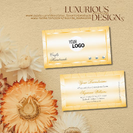 Cartão De Visita Peach Orange com Ouros e Glamor de Logotipo