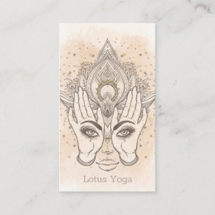 Cartão De Visita Peach & Ouro Boho Flor de Lótus Beleza