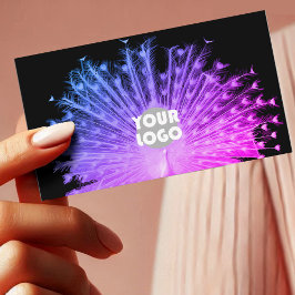 Cartão De Visita Peacock e Logotipo com Gradação Rosa Púrpura