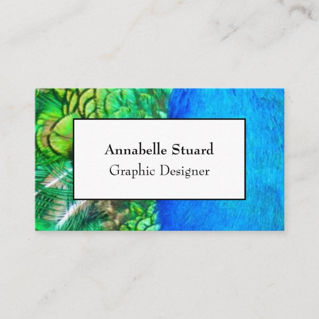 Cartão De Visita Peacock elegante artista de makeupover empresarial (Frente)