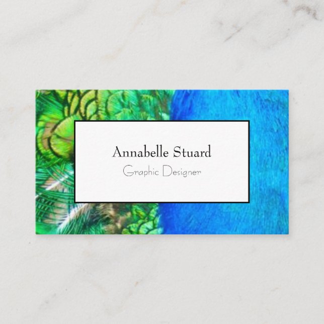 Cartão De Visita Peacock elegante moderno Código QR Artista (Frente)