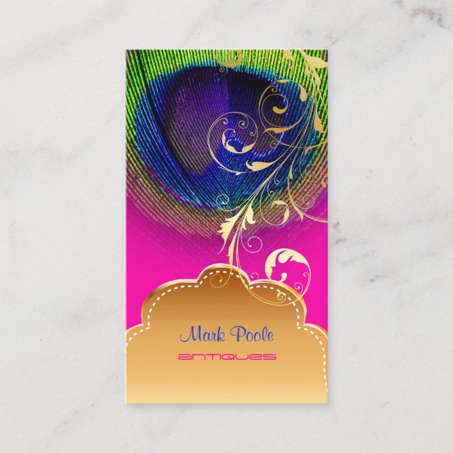 Cartão De Visita Peacock eye+filigree swirls (Frente)