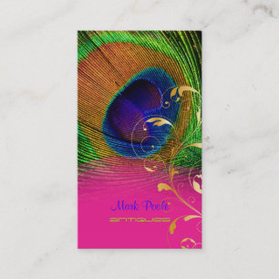 Cartão De Visita Peacock feather+filigree swirls