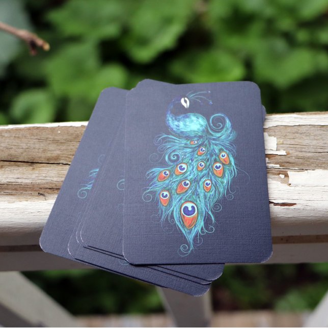 Cartão De Visita Peacock Feather Teal Peacocks (Criador carregado)