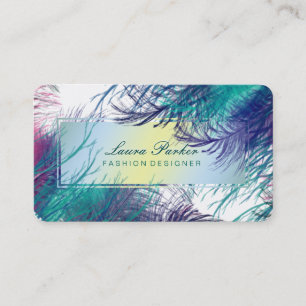 Cartão De Visita Peacock Makeup Artist Hair Stylist Blue Feather