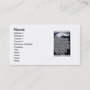 Cartão De Visita Peacock Vintage Blue Art Nouveau Art