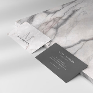 Cartão De Visita Pearl Marble Masculine Monograma Duplo
