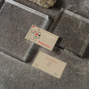 Cartão De Visita Pediatra - ursinho e estetoscópio de automóveis 