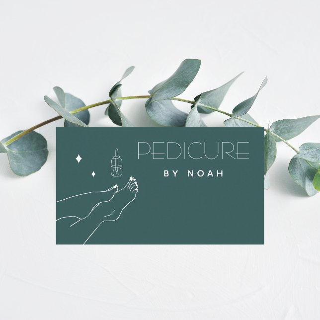 Cartão De Visita Pedicure Bonito Pé-Pé-Pé-Pé-Pinto-Pé-Pente Elegant (Criador carregado)