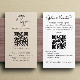 Cartão De Visita Pedido de Avaliação Minimalista com QR Code Chic C