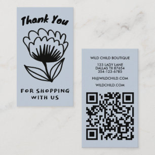 Cartão De Visita PEDIDO DE BLOOM NEGRITO OBRIGADO AO SEU Código QR 