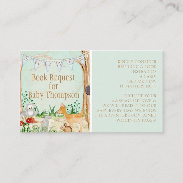 Cartão De Visita Pedido de Livro Florestal dos Animais de Cera (Frente)